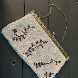 *VINTAGE* Beaded Clutch with Gold Accents